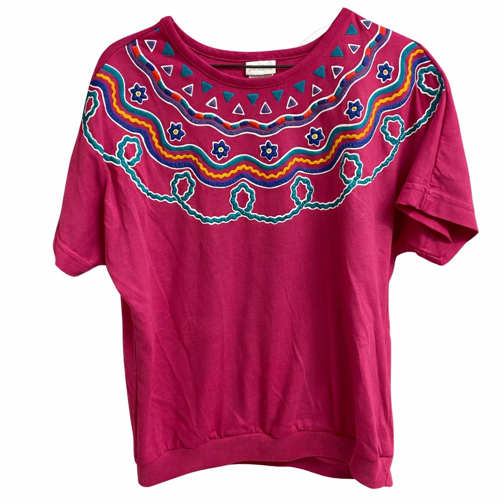 Vintage Jantzen Southwestern Puff Paint Knit Top Size M